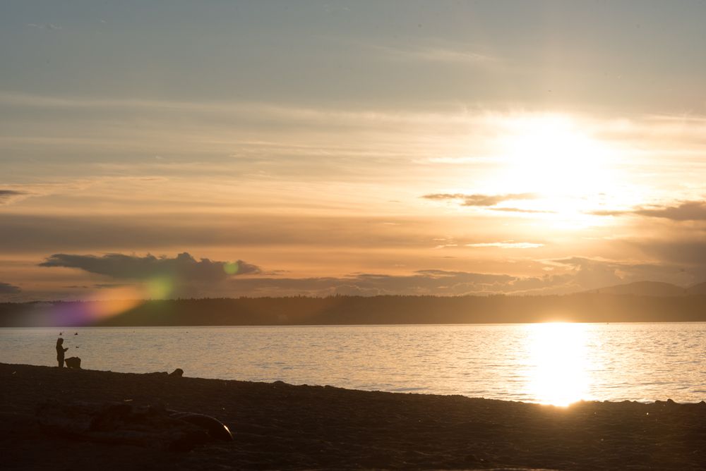 Sunset over Alki Beach Park