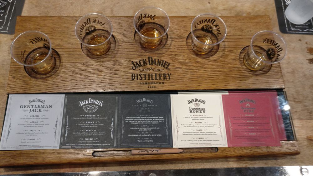 Alcohol samples in Jack Daniels Distillery
