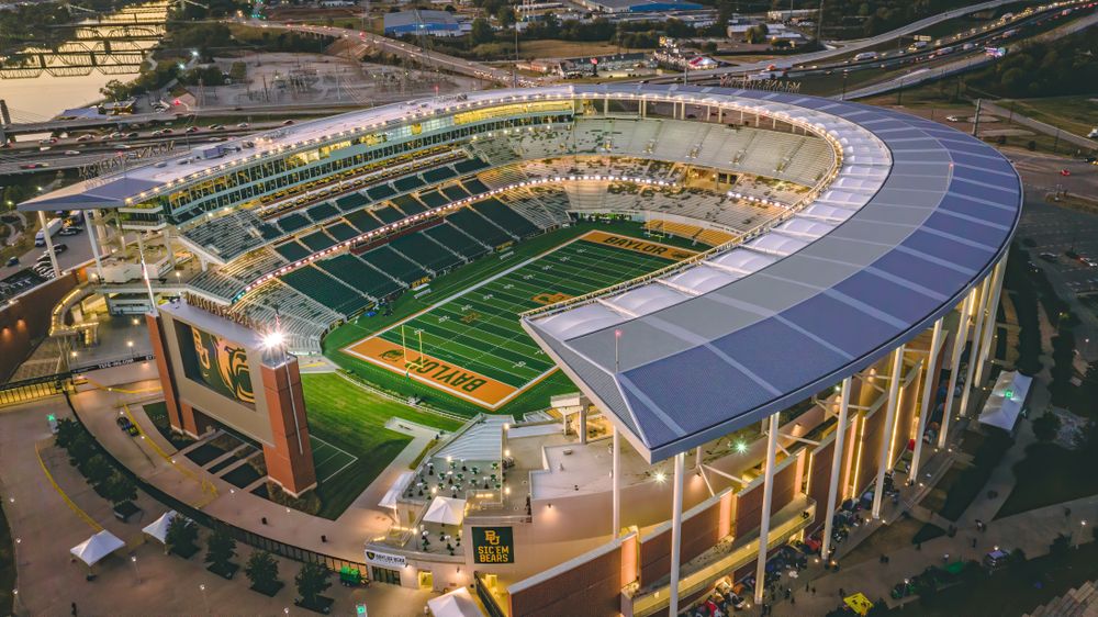 Aerial view of McLane stadium at Baylor University