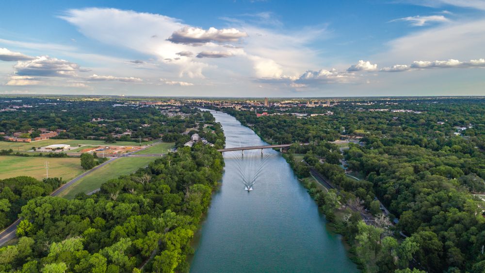 Aerial view of Brazos River