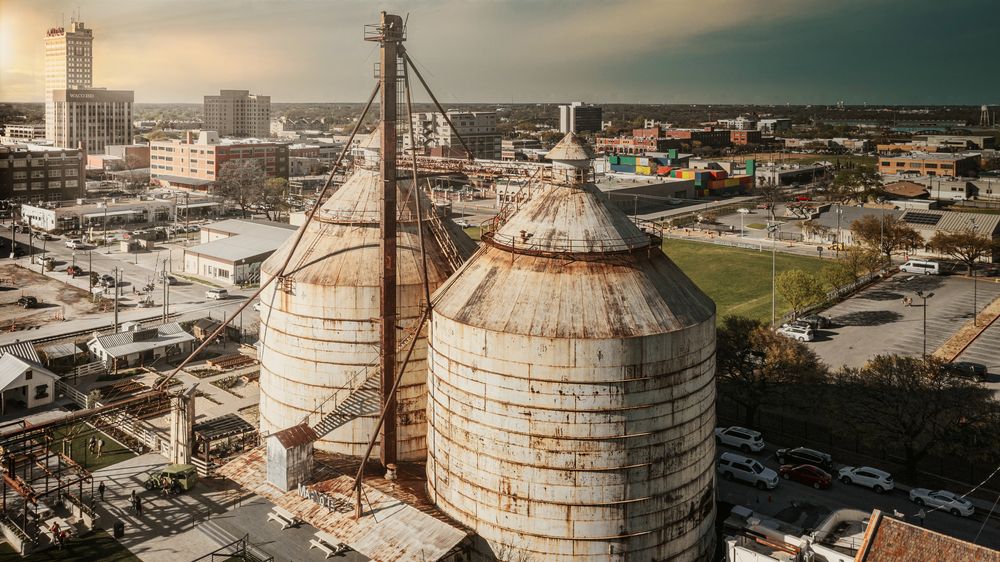 Aerial view of Magnolia Market at the Silos