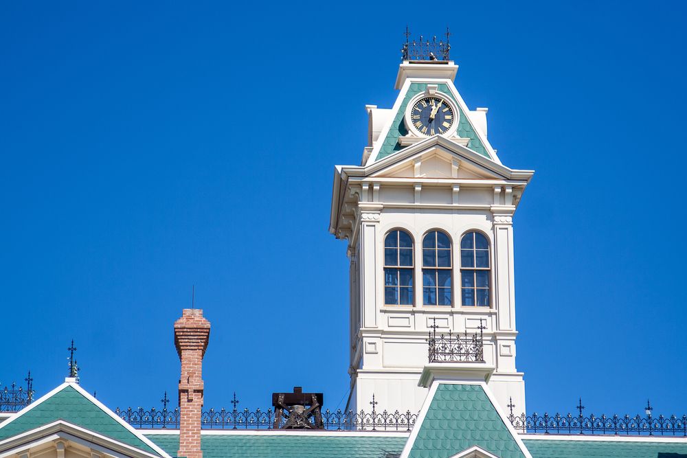 Clock tower of the Historic Wharton County Courthouse