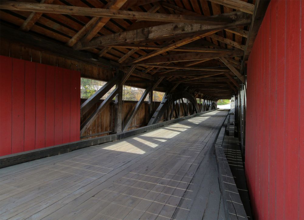 View from inside the Taftsville Covered Bridge