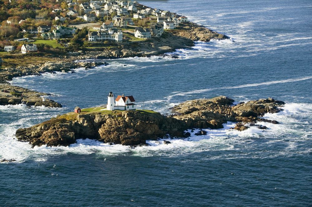 Aerial view of Cape Neddick Lighthouse