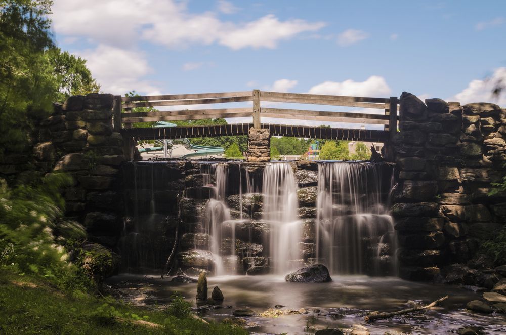 Scenic waterfall of Tibbetts Brook Park