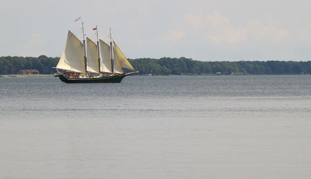 The Schooner Alliance along the water