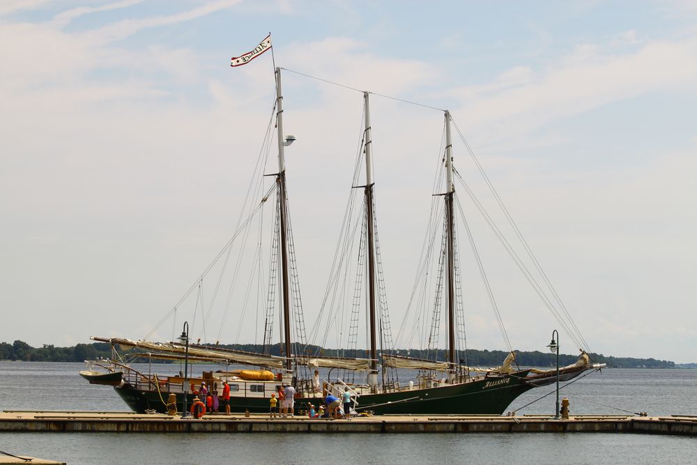 People getting aboard in Schooner Alliance