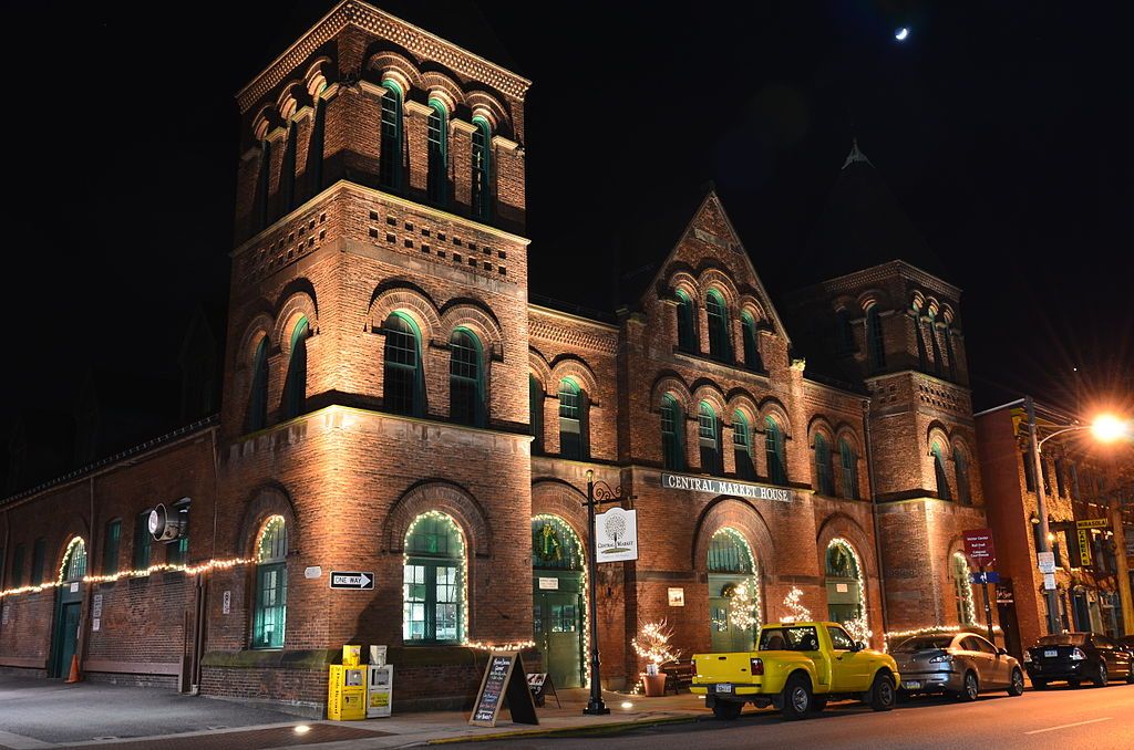 View of the Historical York Central Market at night