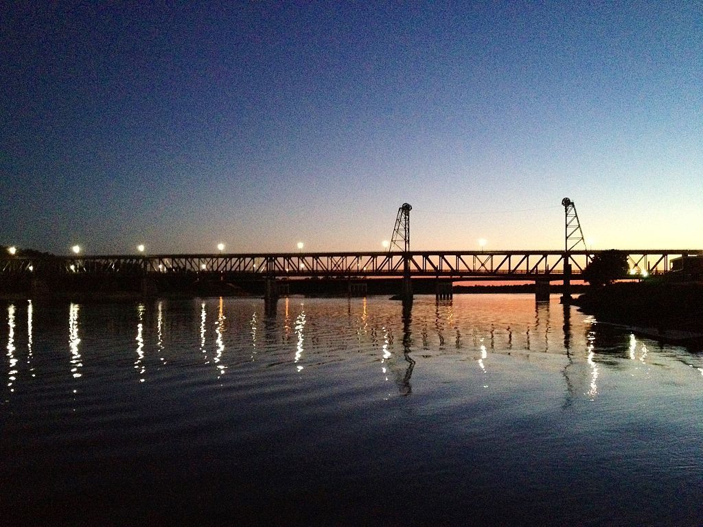 Silhouette of Meridian Bridge during sunset