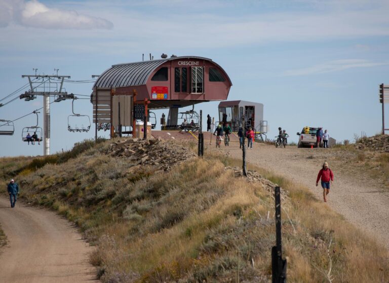 Autumn at Park City Mountain Resort, where mountain bikers enjoy the trails before the winter season welcomes skiers to these slopes.